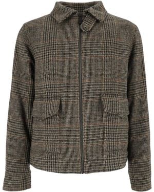 Aspesi Prince Of Wales Check Wool Jacket - Green
