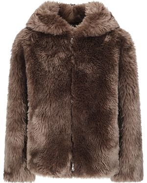 P.A.R.O.S.H. Zip-Up Hooded Jacket - Brown
