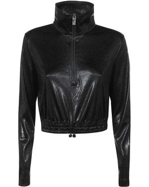 John Richmond Cropped Half-Zip Top - Black