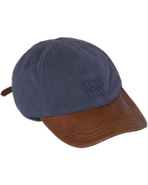 Miu Miu Drill And Nappa Leather Baseball Cap - Blue
