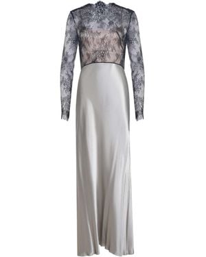 Alberta Ferretti Glossy Lace Satin Dress - Gray