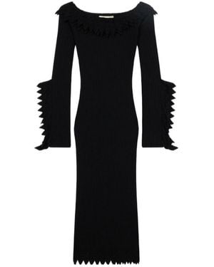 Blumarine Ruffled Off-The-Shoulder Midi Dress - Black