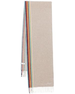 Paul Smith Striped-Border Cashmere Scarf - Natural