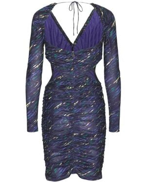 ROTATE BIRGER CHRISTENSEN V-Neck Low-Back Long Sleeved Dress - Blue