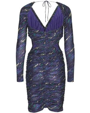 ROTATE BIRGER CHRISTENSEN V-Neck Low-Back Long Sleeved Dress - Blue