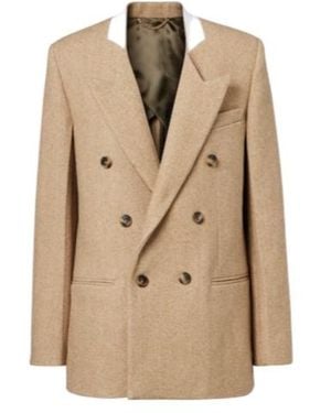 Victoria Beckham Double-Breasted Wool-Blend Blazer - Natural