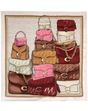 COACH Printed Silk Scarf - White
