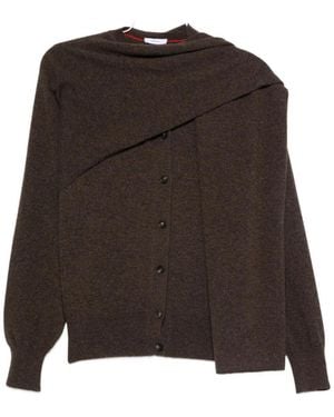 Ferragamo Ferragamo Scarf-Detailed Buttoned Knitted Cardigan - Brown