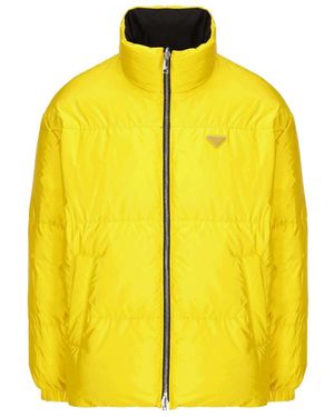 Prada Chest Logo-Patch Padded Jacket - Yellow