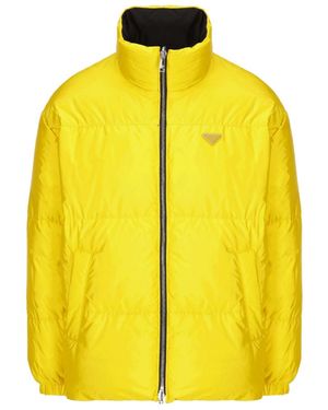 Prada Chest Logo-Patch Padded Jacket - Yellow