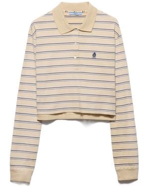 Prada Striped Piqué Polo Shirt - Natural