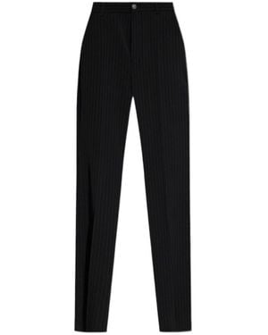 Balenciaga Pinstriped Pleat Front Trousers - Black