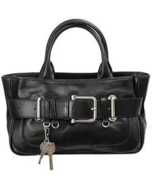 OSOI Mini Brocle Buckled Leather Tote Bag - Black