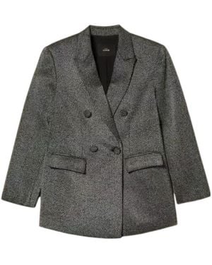 Twinset Herringbone Double-Breasted Blazer - Grey