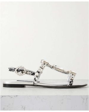 Dolce & Gabbana Crystal-Embellished Sandals - White