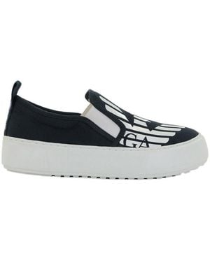 EA7 Logo Round-Toe Casual Trainers - Black
