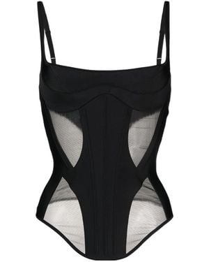 Mugler Corset-Style Spaghetti-Strap Top - Black