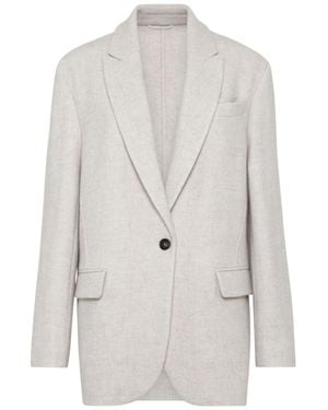 Brunello Cucinelli Monili-Embellished Blazer - White