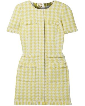 Oscar de la Renta Tassel Houndstooth Mini Dress - Yellow