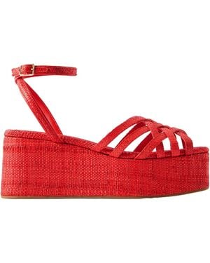 Loeffler Randall Channing Raffia Platform Sandals - Red