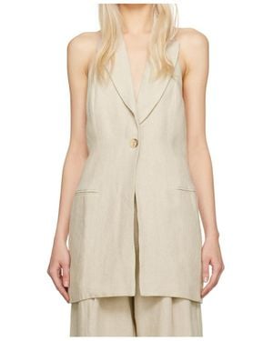 St. Agni Button-Front Vest With Stand-Up Collar - Natural