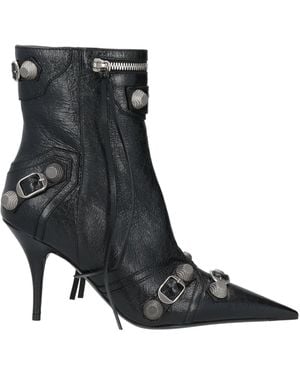 Balenciaga Pointed-Toe Leather Ankle Boots - Black