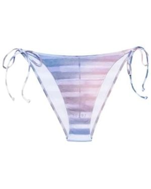 Jean Paul Gaultier Tie-Side Striped Bikini Bottom - Blue