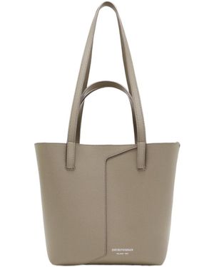 Emporio Armani Logo-Print Leather Shoulder Bag - Grey