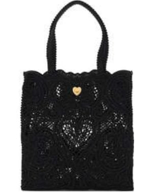 Dolce & Gabbana Medium Beatrice Cordonetto Lace Shopper - Black