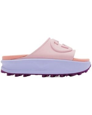 Gucci Logo-Embossed Flatform Slides - Purple