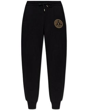 Versace Jeans Couture Logo-Plaque Drawstring Trousers - Black