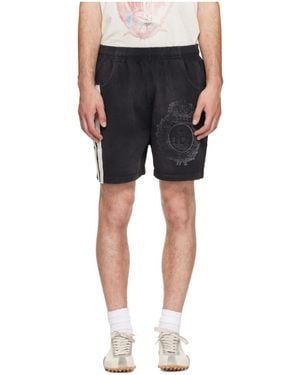 424 Printed Pattern Athletic Shorts - Black