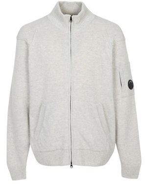 C.P. Company Zip-Up Cardigan - White