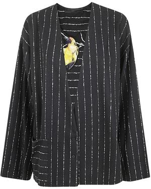 Maria Calderara Striped Pocket Jacket - Black