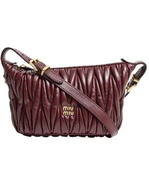 Miu Miu Quilted Logo Shoulder Bag - Purple