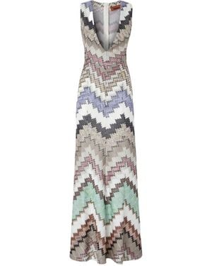 Missoni Long Lam Viscose Dress - White