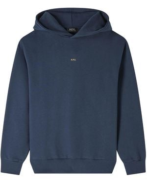 A.P.C. Logo-Print Hoodie - Blue
