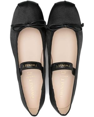 Twinset Satin Ballet Flats - Black