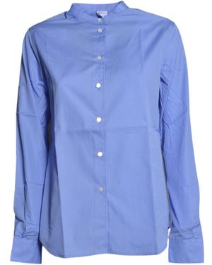 Aspesi Curved Hem Poplin Shirt - Blue