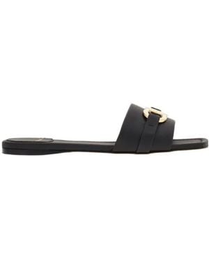 Ferragamo Logo Plaque Flat Sandals - White