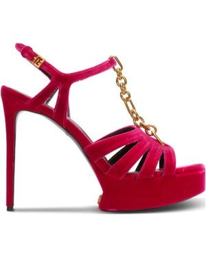 Balmain 125Mm Open-Toe Sandals - Red