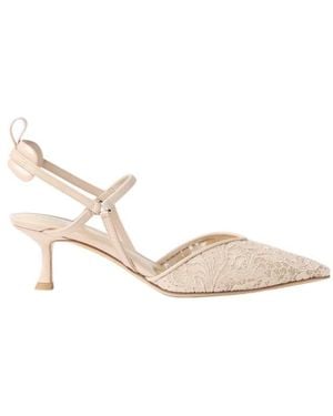 Fendi Very Colibrì Nude-Colored Tulle Medium-Heeled Slingbacks - Natural