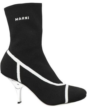 Marni Two-Tone Knit Sock Boots - Black