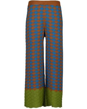La DoubleJ Lounge Printed Palazzo Trousers - Blue