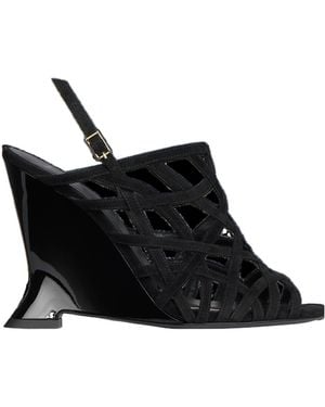 Balmain Cutout Wedge Heeled Sandals - Black