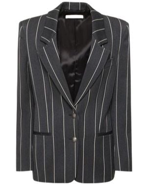 Alessandra Rich Striped Single-Breasted Suit Jacket - Black