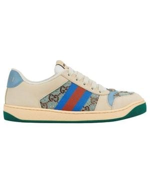 Gucci Crystal-Embellished Gg Screener Sneakers - Blue