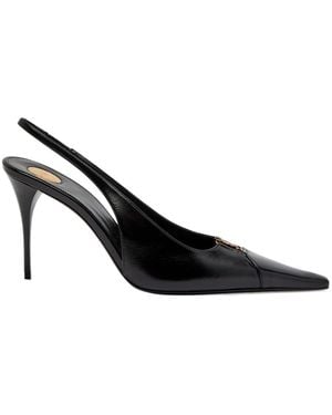 Saint Laurent Babylone 90 Leather Slingback Pumps - Black