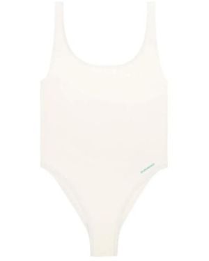 Sporty & Rich Carla Logo-Print Swimsuit - White