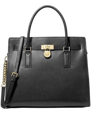 MICHAEL Michael Kors Hamilton Moderne Large Leather Satchel - Black